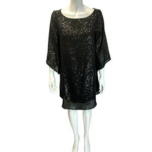 Anthropologie Starling Sequined Tunic Dress Black Sequin Medium Petite $258!